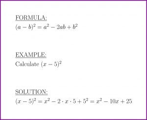 (a - b)^2 (formula and example)